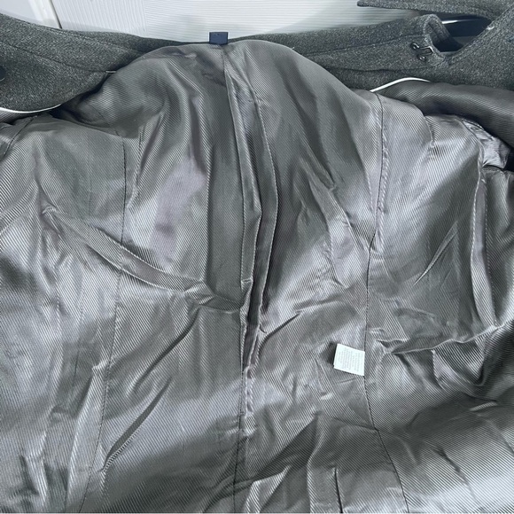 Banana Republic Grey Wool Trench Pea Coat with belt Size Medium - Picture 15 of 15